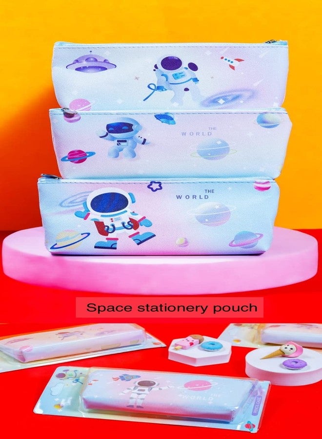 Le Delite Kids Space astronaut planet Theme Stationery Gift Set Combo Return Gift Box (7 Items) Diary, Pouch,Eraser, Pen,Pencil,Keychain & badge For Kids Boys & Girls Return Gift (MULTI) - Image 3